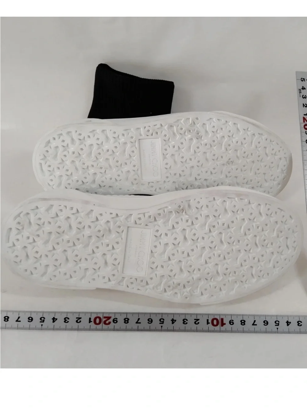 Jimmy Choo Black Sock-Style Platform Sneakers with Crystal Buckle Accent